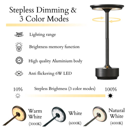 Cordless Rechargeable Waterproof Table Lamp