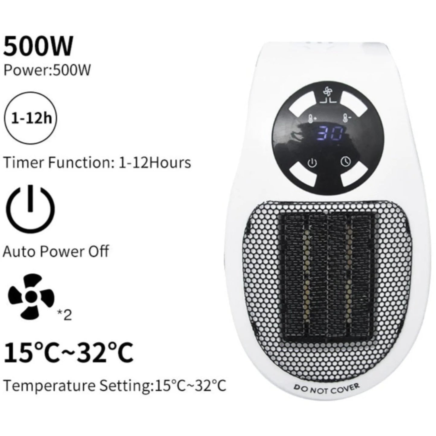 Portable Wall Outlet Space Heater