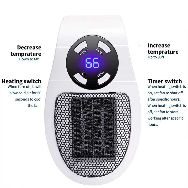 Portable Wall Outlet Space Heater